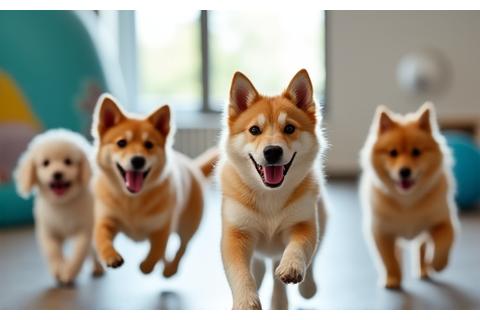 楽しそうに遊ぶ犬たち