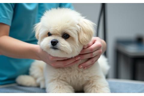 プロのトリマーにトリミングされる犬